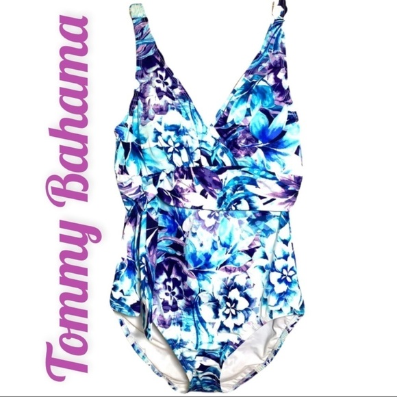 NWT TOMMY BAHAMA Floral Island Sculpt 1-Piece Swimsuit, Size 6 - Picture 2 of 12